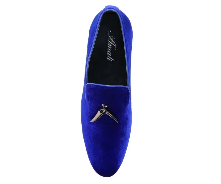 Amali Heath Luxurious Royal Blue Velvet Smoking Slippers