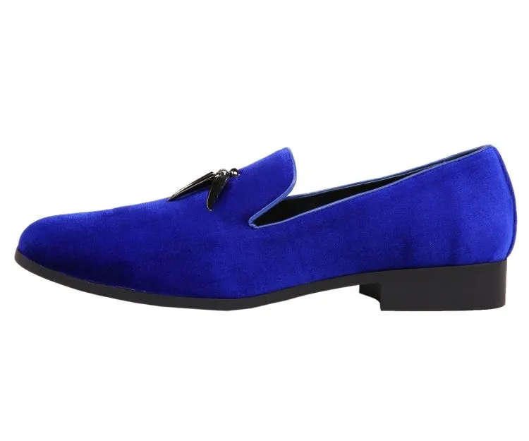 Amali Heath Luxurious Royal Blue Velvet Smoking Slippers