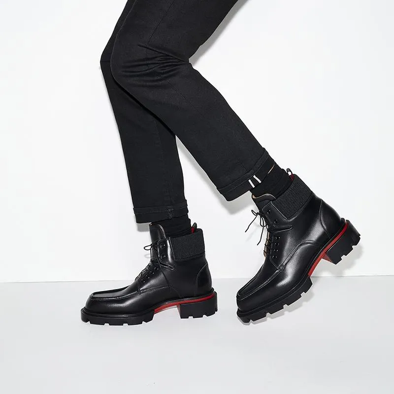 Black Calf Leather Ankle Boot