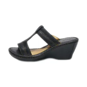 Born Wedge Sandals Leather Black Colour For Women