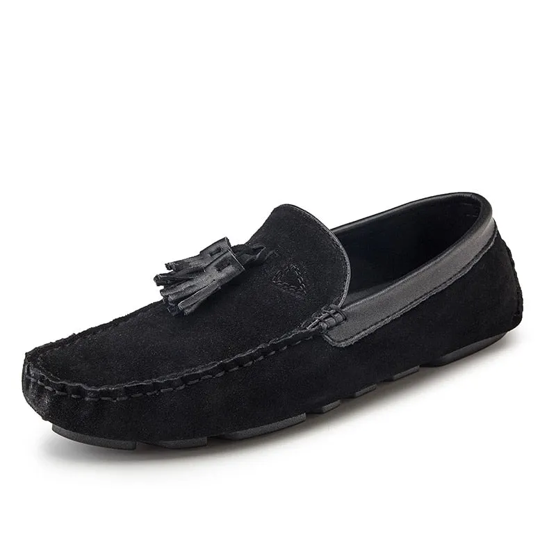 Breathable Comfortable Checkered Embossing Leather Loafers