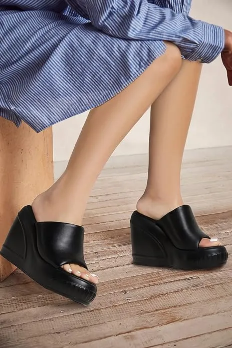 Chic Rubber Platform Wedge Sandals