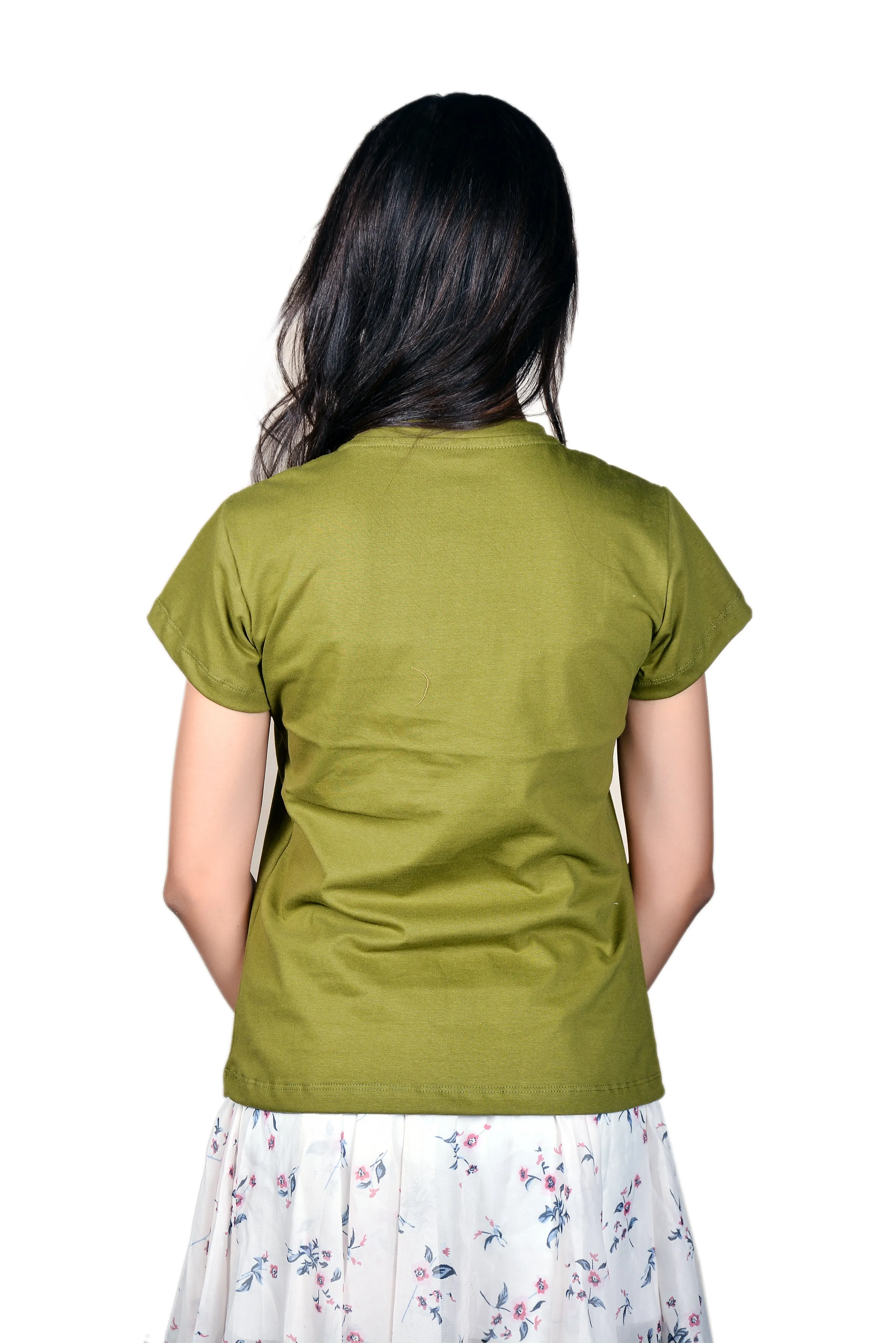 Classic Fit Women Olive Green Tshirt