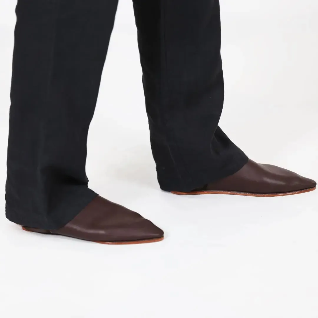 Classic Moroccan Handmade Brown Leather Slippers