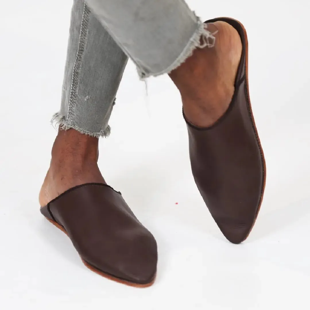 Classic Moroccan Handmade Brown Leather Slippers