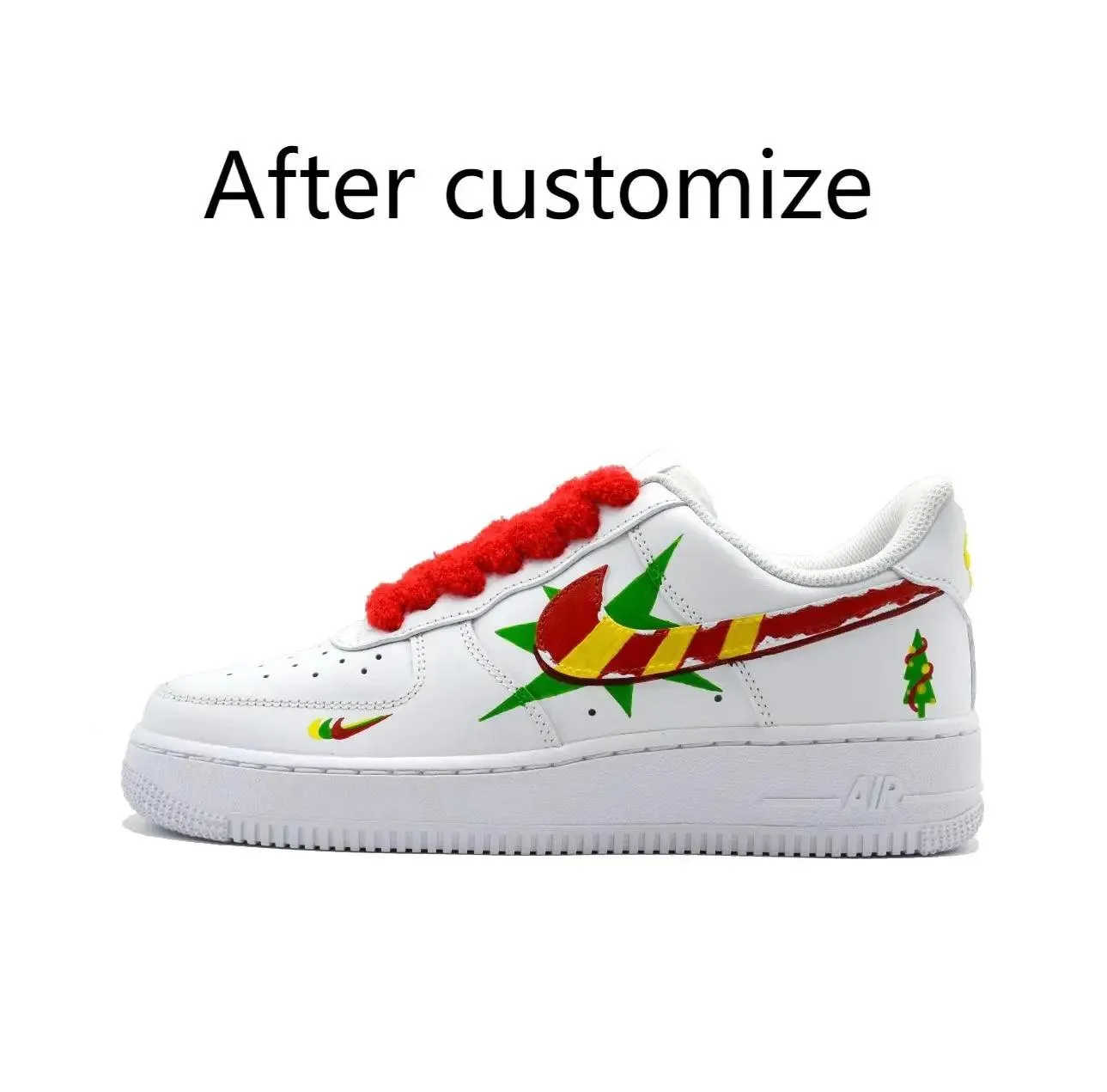 Customized Women's Nike Air Force 1 Low Christmas Tree Sneakers DD8959-100-Team111