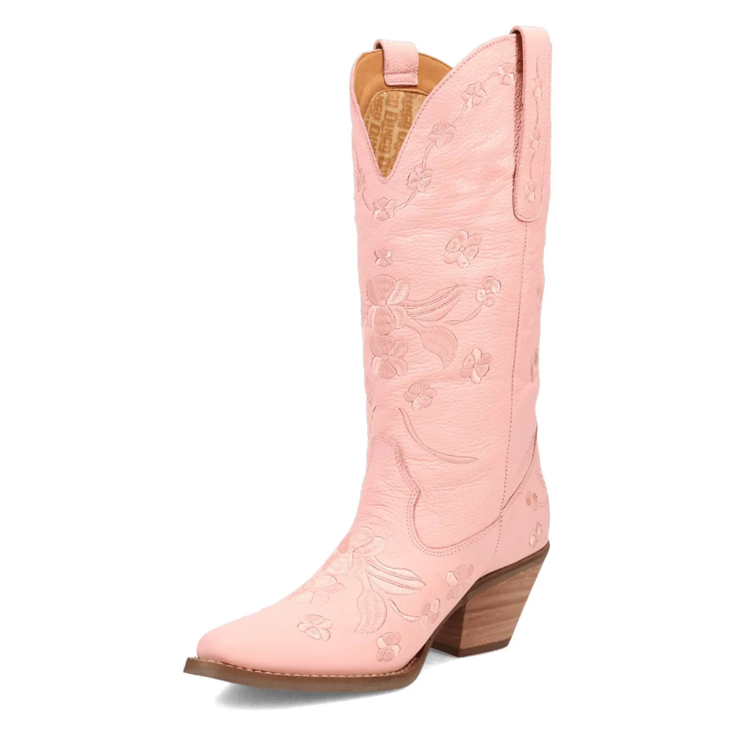 Dingo Womens Love Bug Pink Leather Cowboy Boots