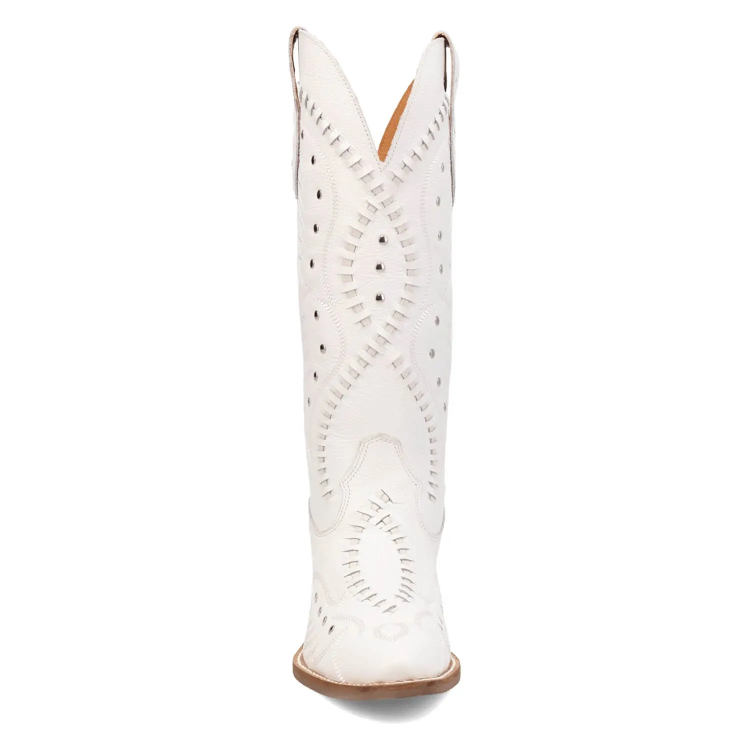 Dingo Womens Pretty N Pink White Leather Cowboy Boots