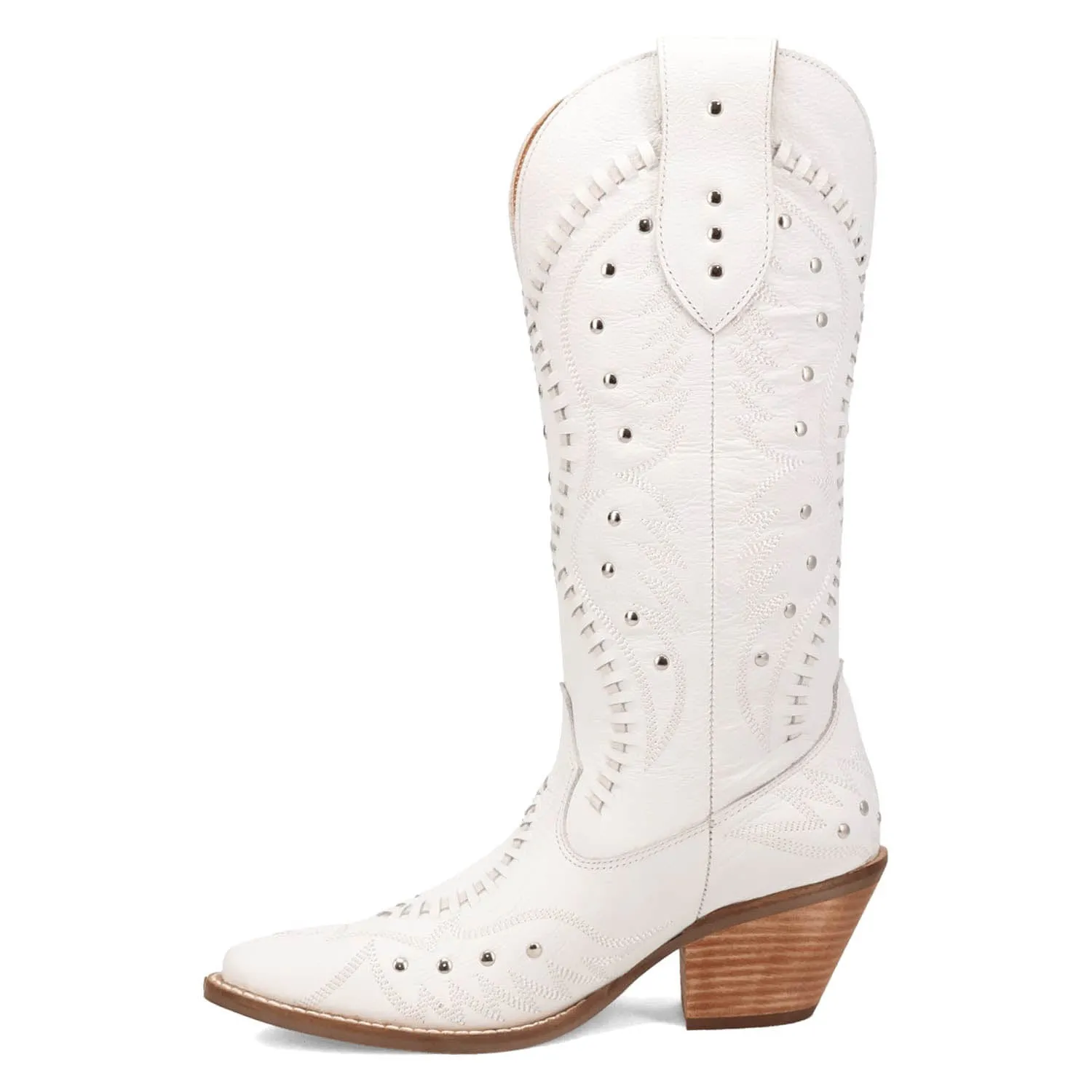 Dingo Womens Pretty N Pink White Leather Cowboy Boots