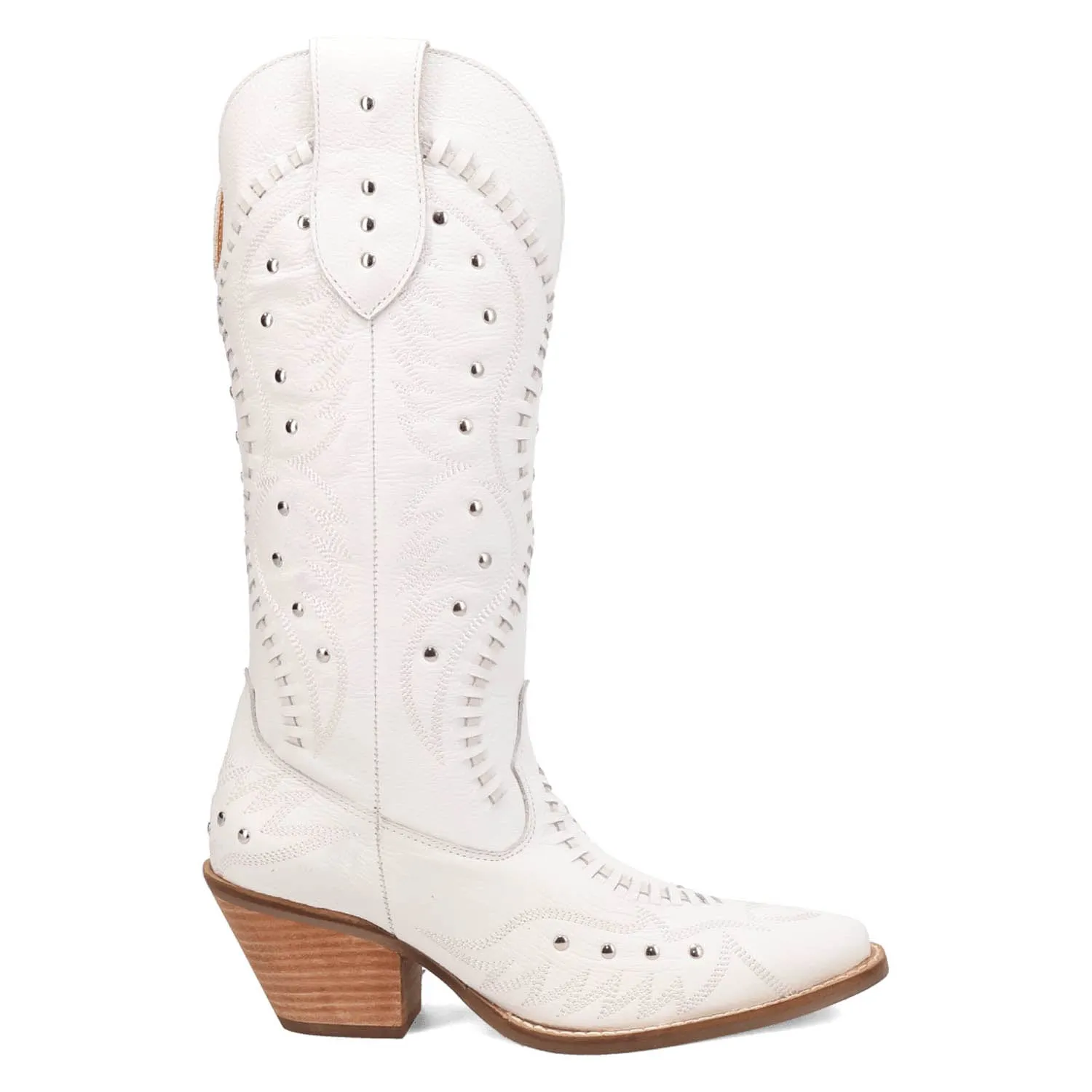 Dingo Womens Pretty N Pink White Leather Cowboy Boots