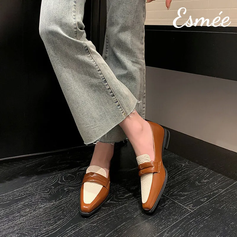 Dual Color Leather Loafers