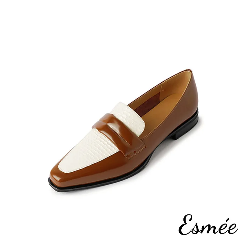 Dual Color Leather Loafers