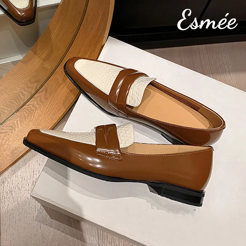 Dual Color Leather Loafers