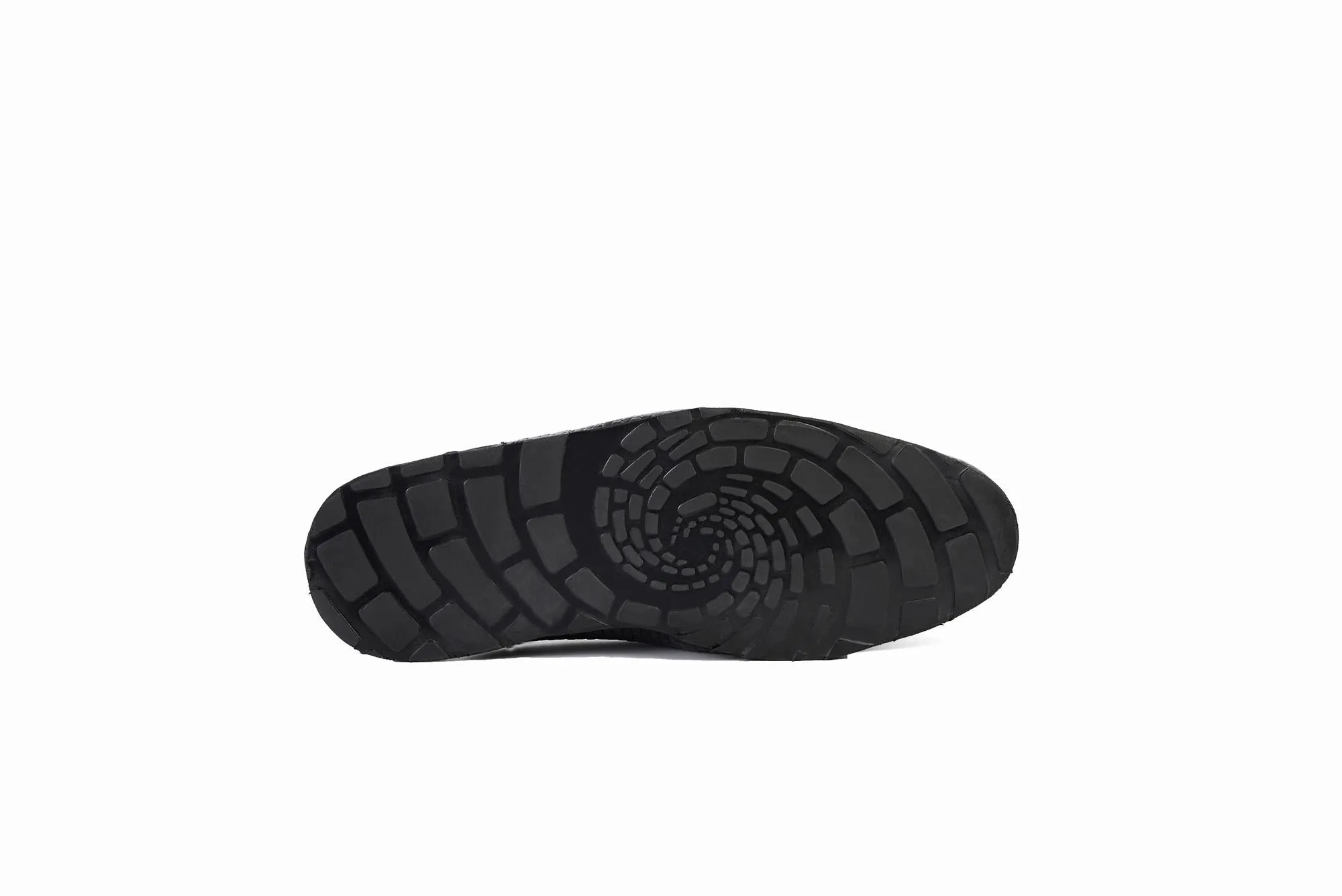 FOOT FEDERATION KNIT PATTERN MOC-TOE MEN'S LEATHER SLIPPER NAVY BLUE