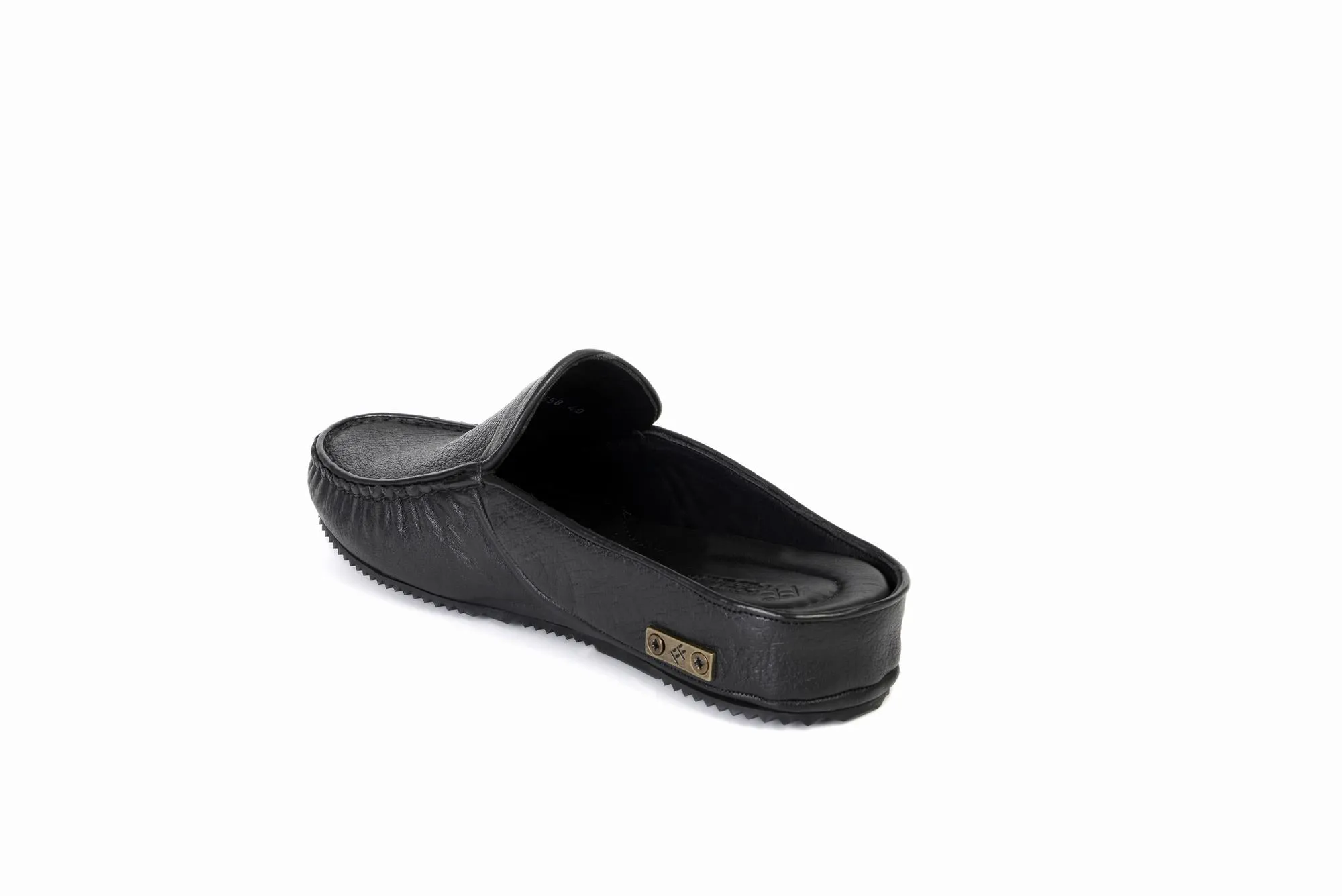 FOOT FEDERATION MOC-TOE MEN'S LEATHER SLIPPER DEERSKIN BLACK