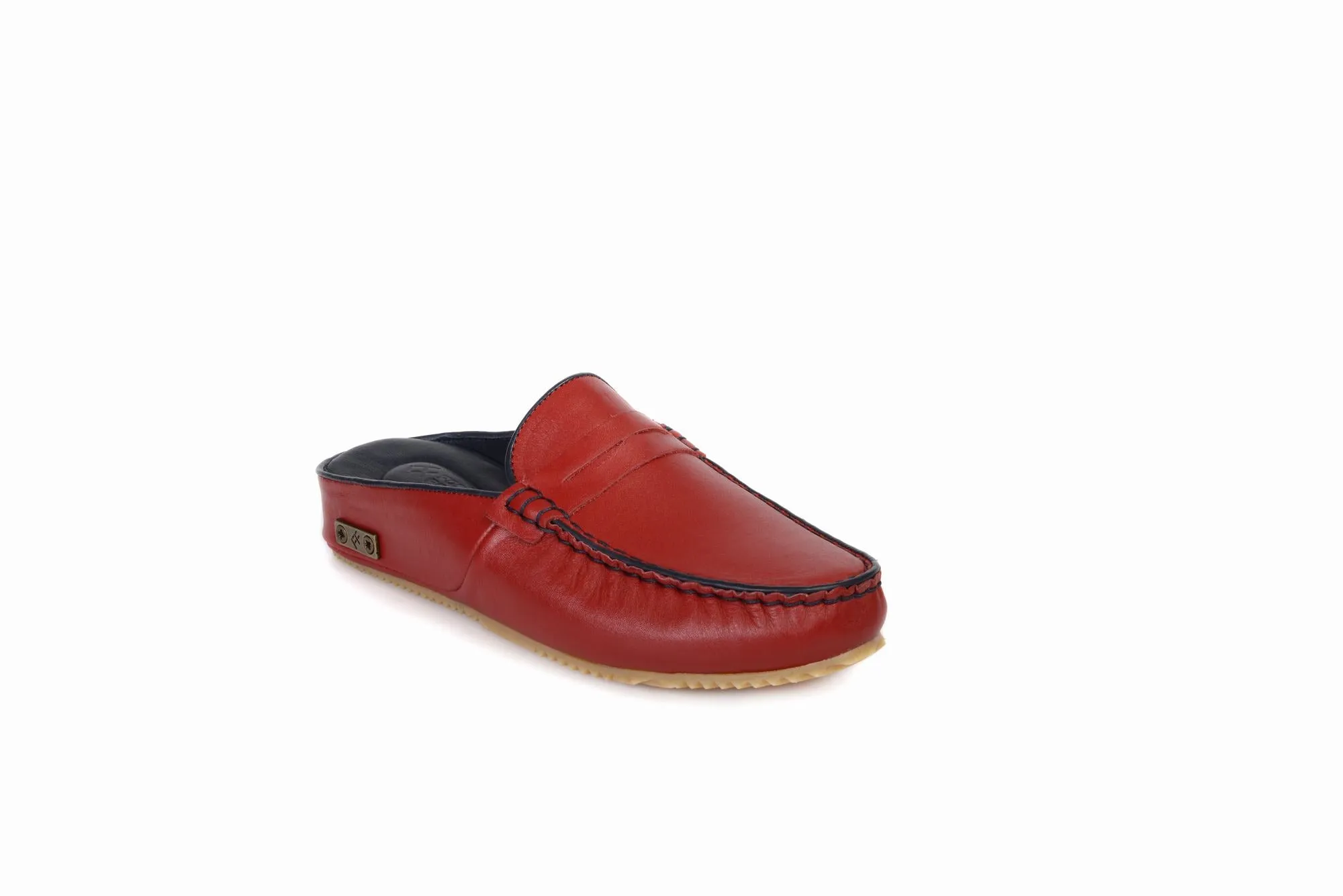 FOOT FEDERATION MOC-TOE MEN'S LEATHER SLIPPER RED