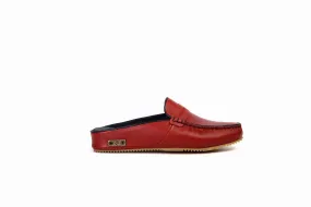 FOOT FEDERATION MOC-TOE MEN'S LEATHER SLIPPER RED