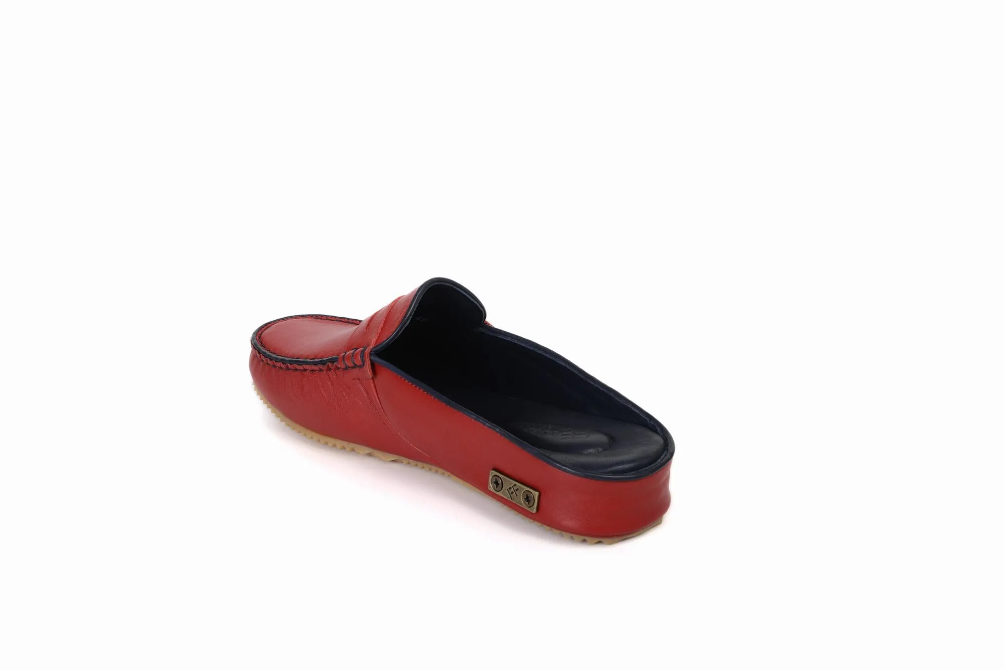 FOOT FEDERATION MOC-TOE MEN'S LEATHER SLIPPER RED