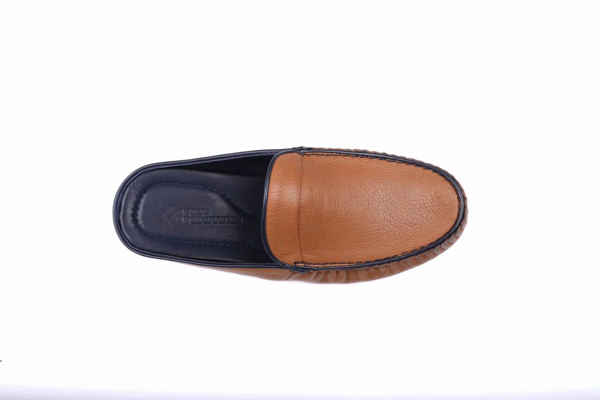 FOOT FEDERATION MOC-TOE MEN'S LEATHER SLIPPER TOBACCO