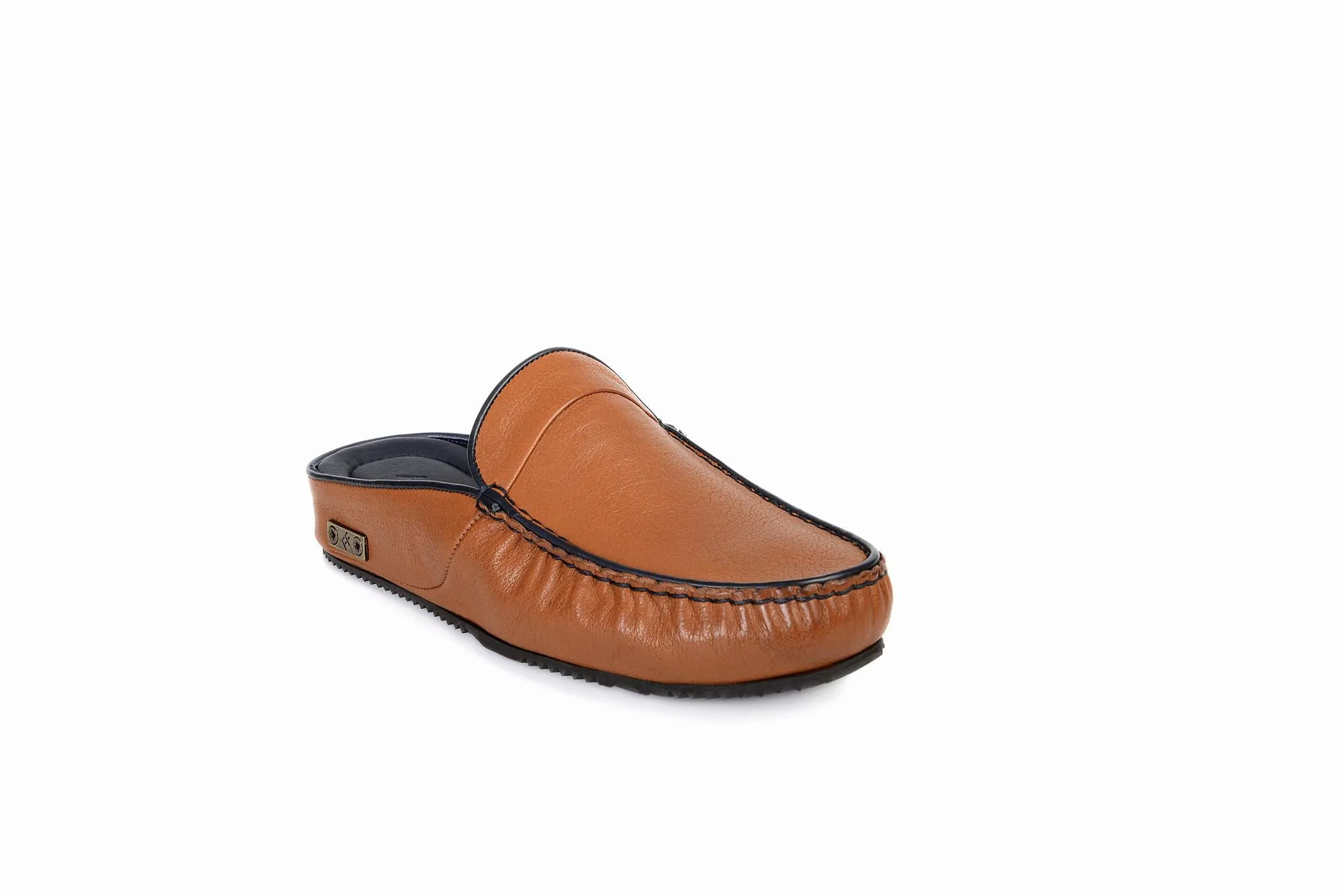 FOOT FEDERATION MOC-TOE MEN'S LEATHER SLIPPER TOBACCO
