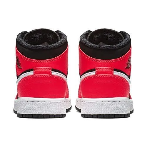 Jordan Boy's Air Jordan 1 Mid (GS) Basketball Shoe, Black/Infrared 23/White, 5.5 M US Big Kid