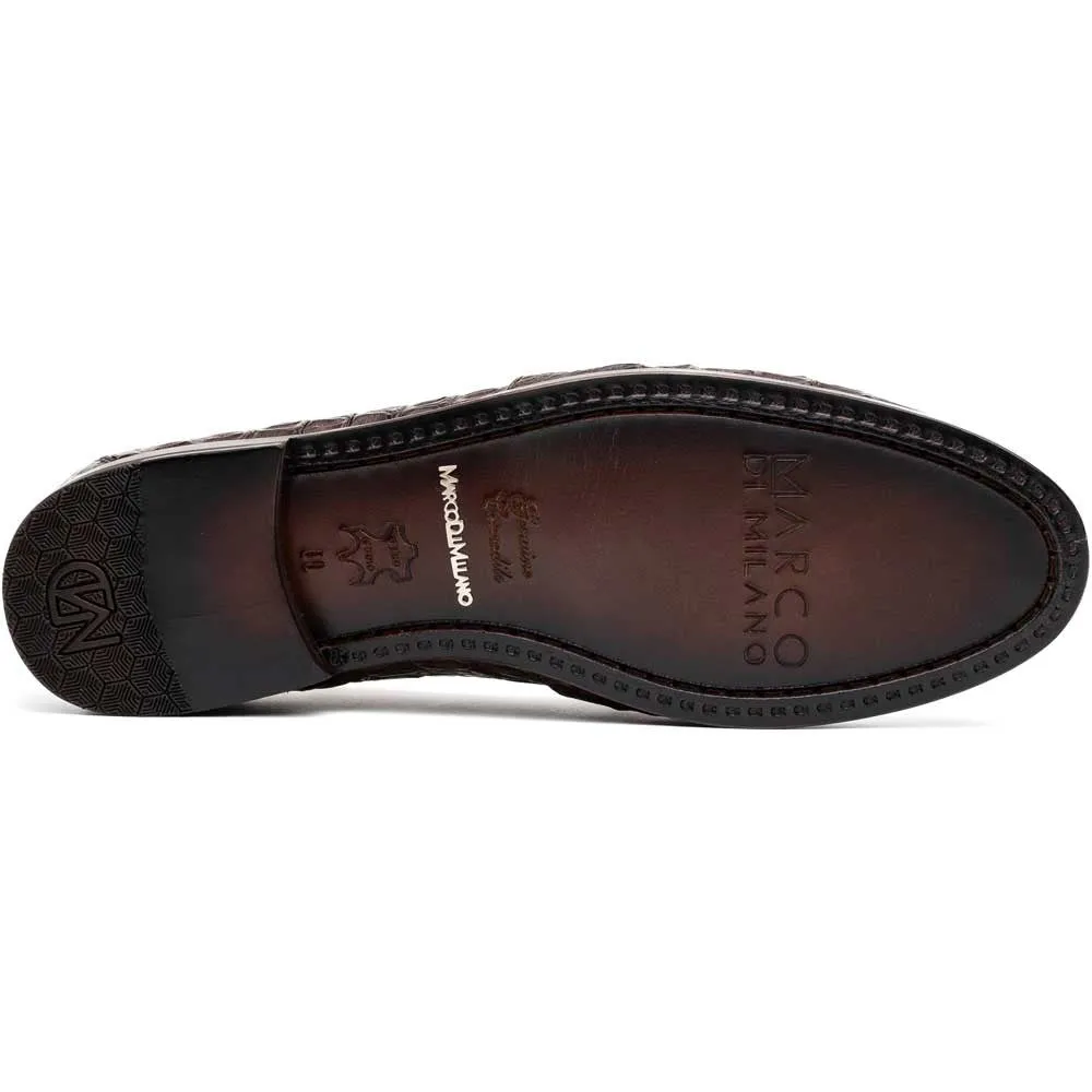 Marco Di Milano Bianchi Brown Genuine Caiman Tassel Loafers
