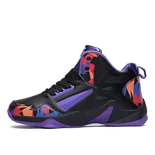 No.66 TOWN Women's Men's Shock Absorption Running Shoes Sneaker,Basketball Shoes Size Size 9.5/8 Black Purple