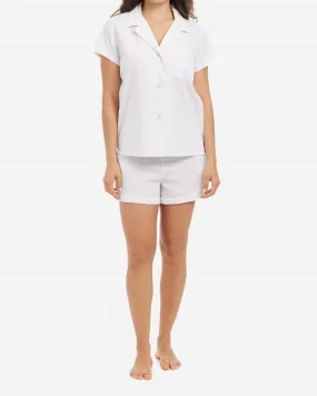 Seersucker Cotton Classic Short Pj Set in White | White
