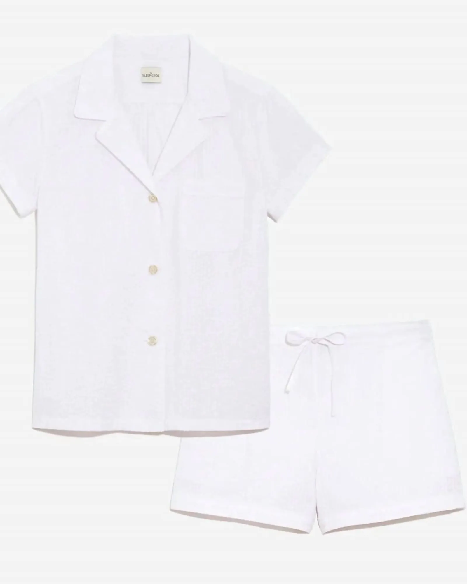 Seersucker Cotton Classic Short Pj Set in White | White