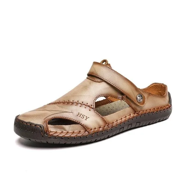 Summer Sandals Men Leather Classic Roman Sandals 2019 Slipper Outdoor Sneaker Beach Rubber Flip Flops Men Water Trekking Sandals