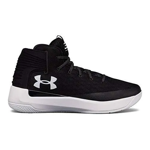 Under Armour Boy's Curry 3 Basketball Shoes (Black/White/White, 3.5 M US Big Kid)