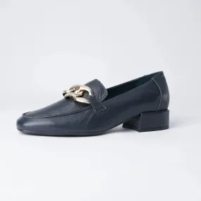 Vivandy Navy Leather Loafers