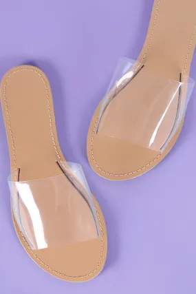 Wild Diva Lounge Open Toe Transparent Slide Sandal