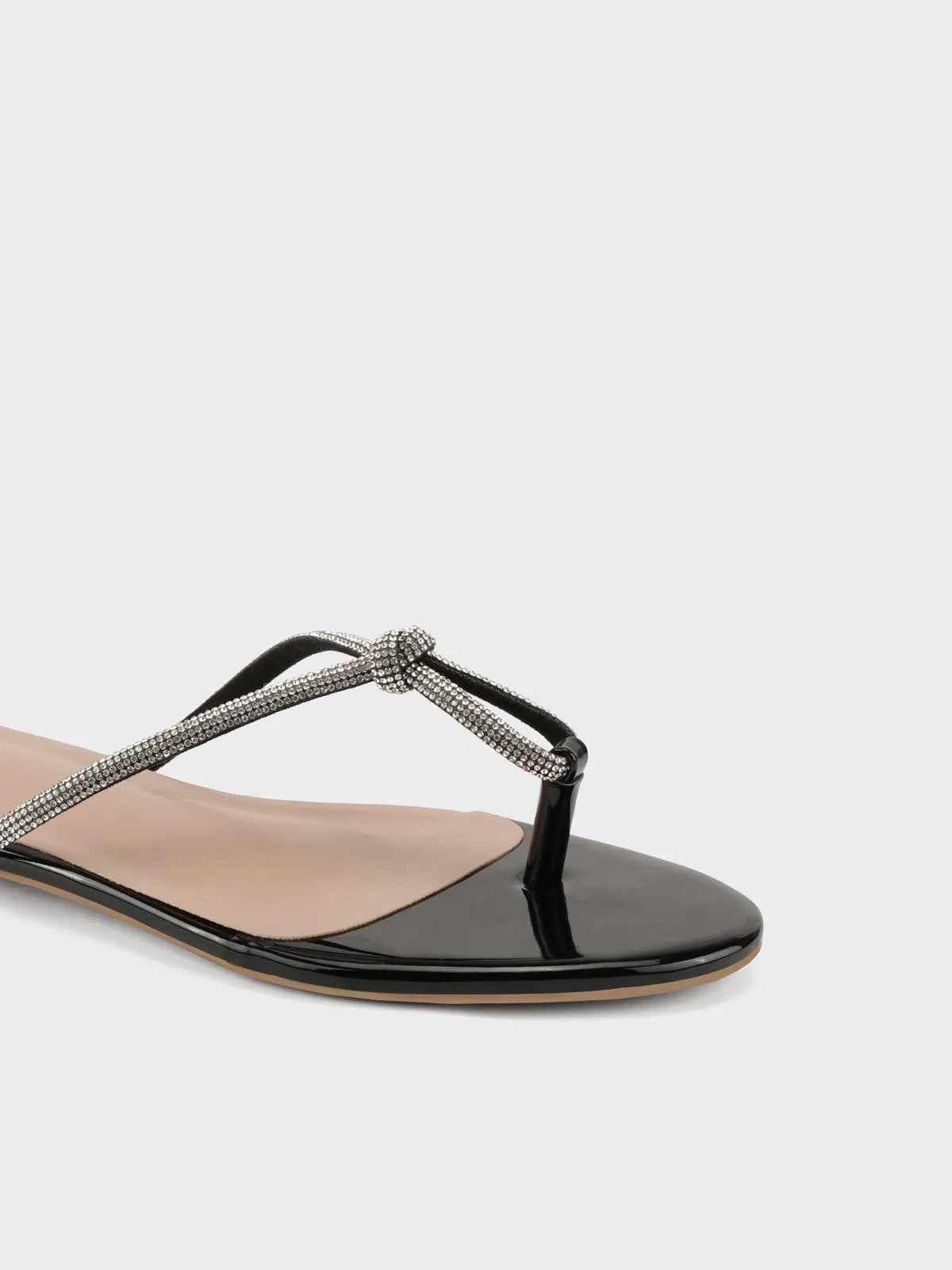 Womens "FUXIA" Embellished Flat Slippers