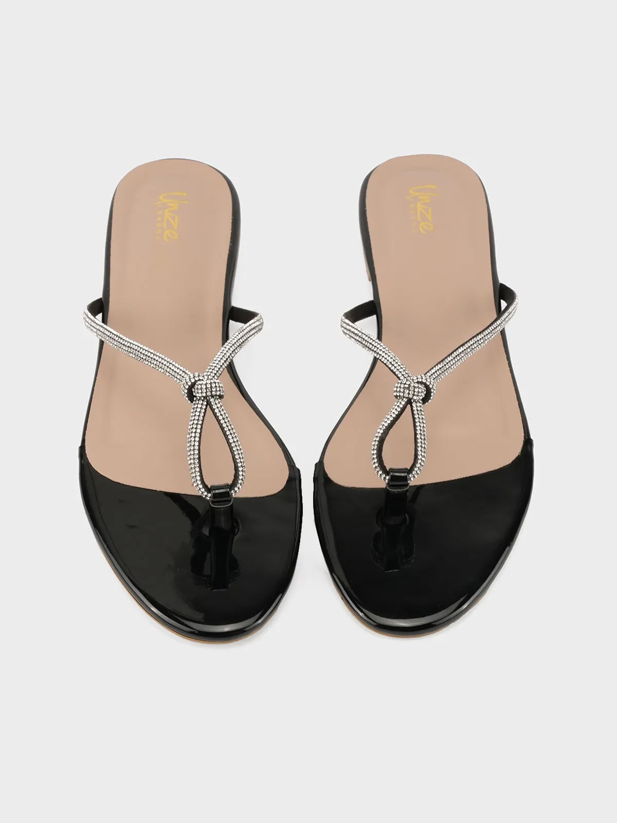 Womens "FUXIA" Embellished Flat Slippers