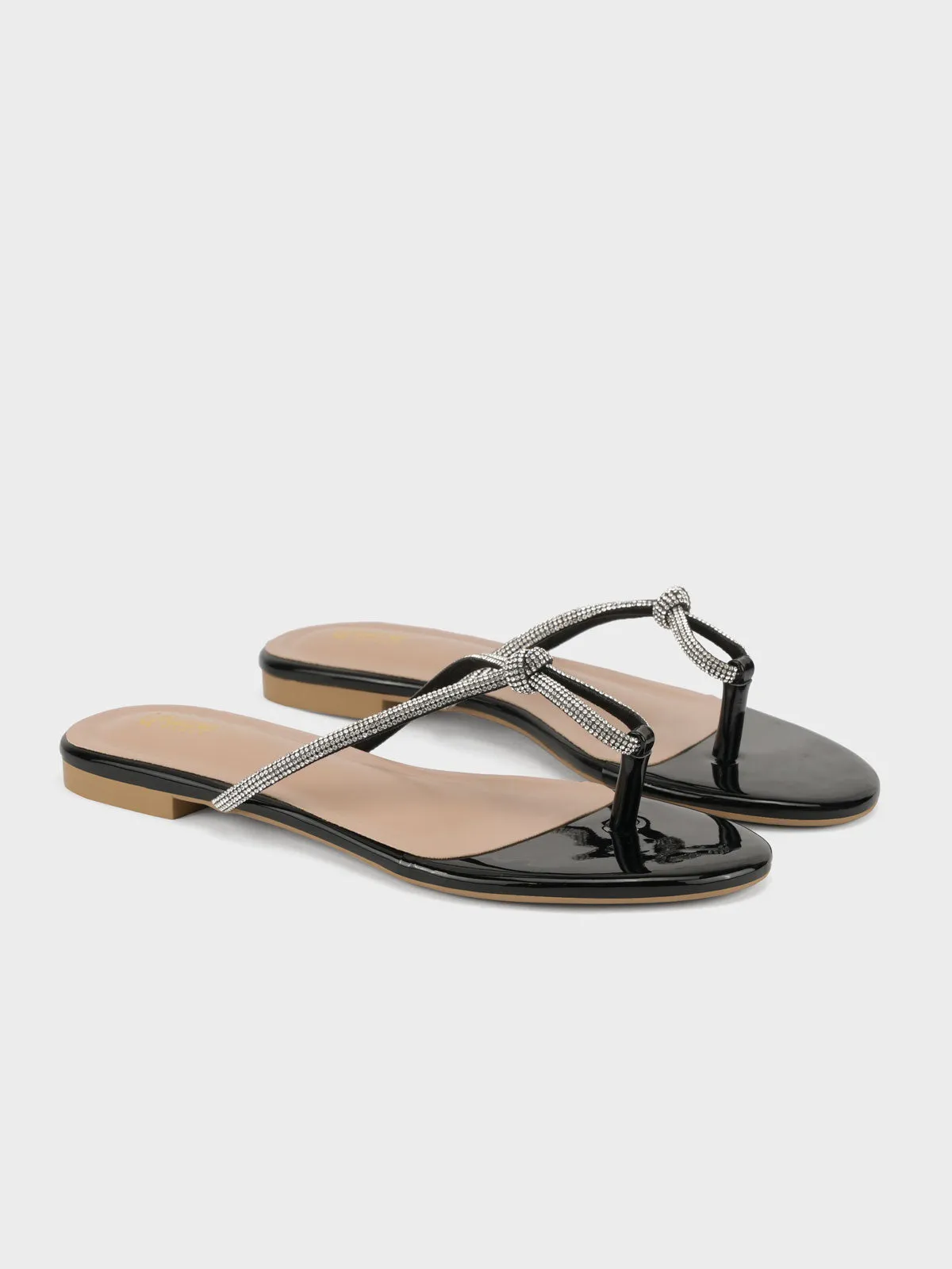 Womens "FUXIA" Embellished Flat Slippers